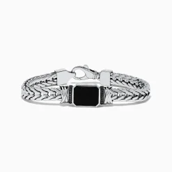 Effy Jewelry Men's 925 Sterling Silver Onyx and Black Diamond Bracelet | Mens