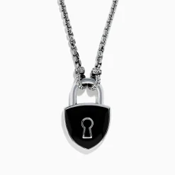 Effy Jewelry Men's 925 Sterling Silver Onyx Lock Pendant | Mens