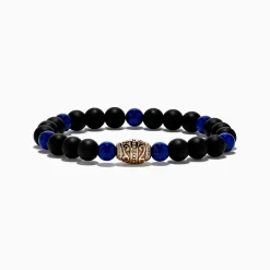 Effy Jewelry Men's 925 Sterling Silver Onyx and Lapis Beaded Bracelet | Mens