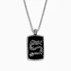 BH Multi Men's 925 Sterling Silver Onyx Dragon Dog Tag Pendant, 21.50 TCW | Mens
