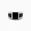 BH Multi Men's 925 Sterling Silver Onyx and Black Spinel Ring | Mens