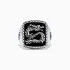 BH Multi Men's 925 Sterling Silver Onyx Dragon Ring, 5.00 TCWS | Mens