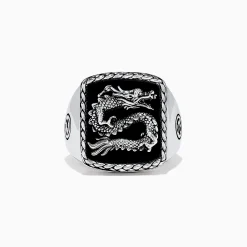 BH Multi Men's 925 Sterling Silver Onyx Dragon Ring, 5.00 TCWS | Mens