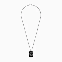 BH Multi Men's 925 Sterling Silver Onyx Dragon Dog Tag Pendant, 21.50 TCW | Mens