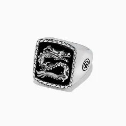 BH Multi Men's 925 Sterling Silver Onyx Dragon Ring, 5.00 TCWS | Mens