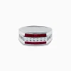 Effy Jewelry Men's 925 Sterling Silver Ruby and White Sapphire Ring | Mens
