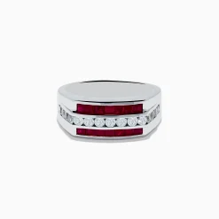 Effy Jewelry Men's 925 Sterling Silver Ruby and White Sapphire Ring | Mens