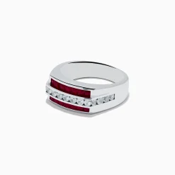 Effy Jewelry Men's 925 Sterling Silver Ruby and White Sapphire Ring | Mens