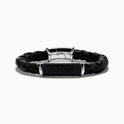 Effy Jewelry Men's 925 Sterling Silver Spinel Leather Bracelet | Mens