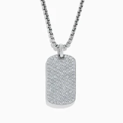Effy Jewelry Men's 925 Sterling Silver White Sapphire Dog Tag Pendant | Mens