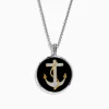 Effy Jewelry Men's 925 Sterling Silver White Topaz and Onyx Anchor Pendant | Mens