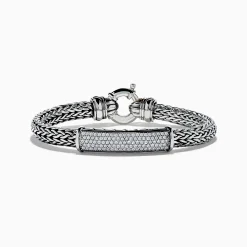 Effy Jewelry Men's 925 Sterling Silver White Sapphire Braided Chain Bracelet | Mens