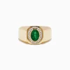 Effy Jewelry Men's Brasillica 14K Yellow Gold Diamond and Emerald Ring | Mens