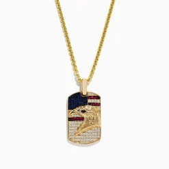 Effy Jewelry Men's 14K Gold Ruby, Sapphire u0026 Diamond Eagle Head Pendant | Mens