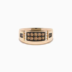 Effy Jewelry Men's 14K Rose Gold Espresso and White Diamond Ring | Mens
