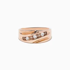 Effy Jewelry Men's 14K Rose Gold Espresso and White Diamond Ring | Mens