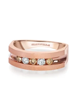 Effy Jewelry Men's 14K Rose Gold Espresso and White Diamond Ring, 0.49 TCW | Mens