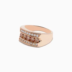 Effy Jewelry Men's 14K Rose Gold Espresso and White Diamond Ring | Mens