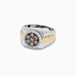 Effy Jewelry Men's 14K Two-Tone Gold Espresso and White Diamond Ring, 0.97 TCW | Mens