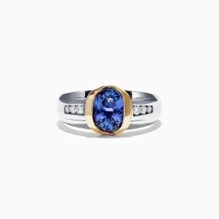 Effy Jewelry Men's 14K Two-Tone Gold Tanzanite Diamond Ring, 1.90 TCW | Mens