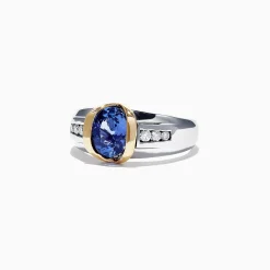 Effy Jewelry Men's 14K Two-Tone Gold Tanzanite Diamond Ring, 1.90 TCW | Mens