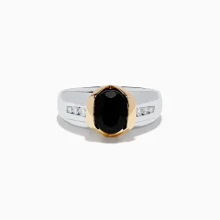 Effy Jewelry Men's 14K Two-Tone Onyx and Diamond Ring | Mens