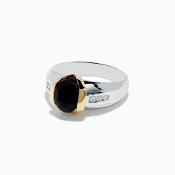 Effy Jewelry Men's 14K Two-Tone Onyx and Diamond Ring | Mens