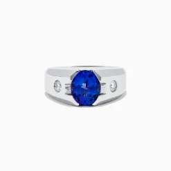 Effy Jewelry Men's 14K Whit e Gold Tanzanite and Diamond Ring | Mens
