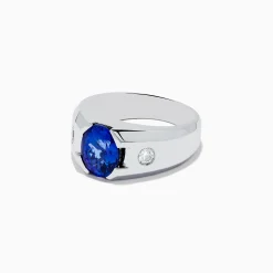Effy Jewelry Men's 14K Whit e Gold Tanzanite and Diamond Ring | Mens