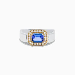 Effy Jewelry Men's 14K White and Yellow Gold Tanzanite and Diamond Ring | Mens