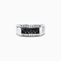 Effy Jewelry Men's 14K White Gold Black and White Diamond Ring, 0.96 TCW | Mens
