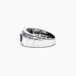 Effy Jewelry Men's 14K White Gold Black and White Diamond Ring, 0.96 TCW | Mens