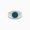 Effy Jewelry Men's 14K White Gold Blue and White Diamond Ring | Mens