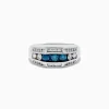 Effy Jewelry Men's 14K White Gold Blue and White Diamond Ring | Mens