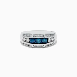 Effy Jewelry Men's 14K White Gold Blue and White Diamond Ring | Mens
