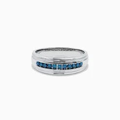 BH Multi Men's 14K White Gold Blue Diamond Ring, 0.24 TCW | Mens