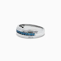 BH Multi Men's 14K White Gold Blue Diamond Ring, 0.24 TCW | Mens