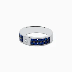Effy Jewelry Men's 14K White Gold Blue Sapphire and Diamond Ring, 1.69 TCW | Mens
