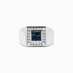 Effy Jewelry Men's 14K White Gold Sapphire and Diamond Ring, 1.69 TCW | Mens