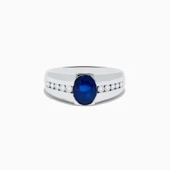 Effy Jewelry Men's 14K White Gold Sapphire and Diamond Ring | Mens