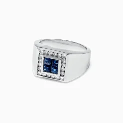 Effy Jewelry Men's 14K White Gold Sapphire and Diamond Ring, 1.69 TCW | Mens