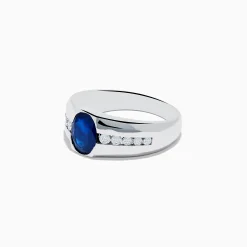 Effy Jewelry Men's 14K White Gold Sapphire and Diamond Ring | Mens