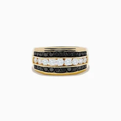 Effy Jewelry Men's 14K Yellow Gold Black and White Diamond Ring | Mens
