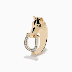 Effy Jewelry Men's 14K Yellow Gold Black and White Diamond Horse Ring | Mens
