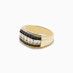 Effy Jewelry Men's 14K Yellow Gold Black and White Diamond Ring | Mens