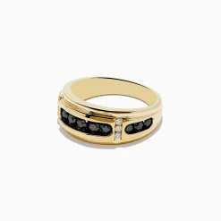 Effy Jewelry Men's 14K Yellow Gold Black and White Diamond Ring | Mens
