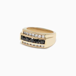 Effy Jewelry Men's 14K Yellow Gold Black and White Diamond Ring, 1.67 TCW | Mens