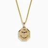 Effy Jewelry Men's 14K Yellow Gold Blue Sapphire and Diamond Anchor Pendant | Mens