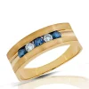 Effy Jewelry Mens 14K Yellow Gold Blue u0026 White Diamond Ring, .49 TCW | Mens