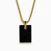 Effy Jewelry Men's 14K Yellow Gold Diamond and Carved Onyx Pendant | Mens